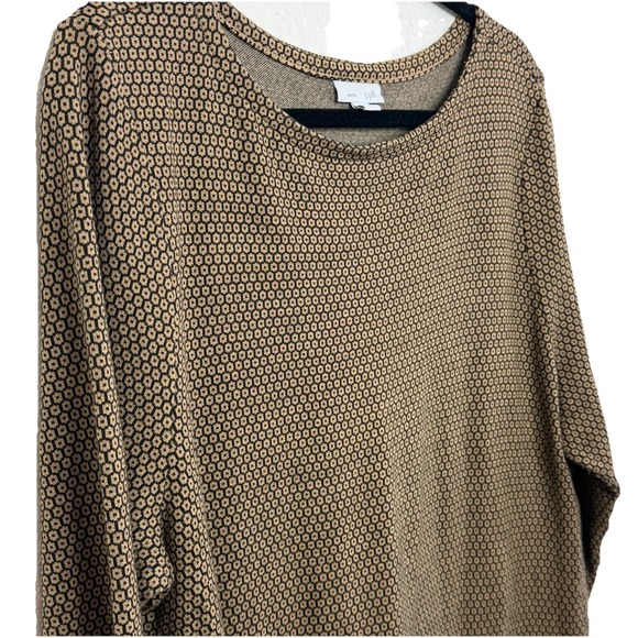 J Jill Tunic XL Camel & Black Geometric 3/4 Sleeve Workwear Capsule Wardrobe - Picture 9 of 15